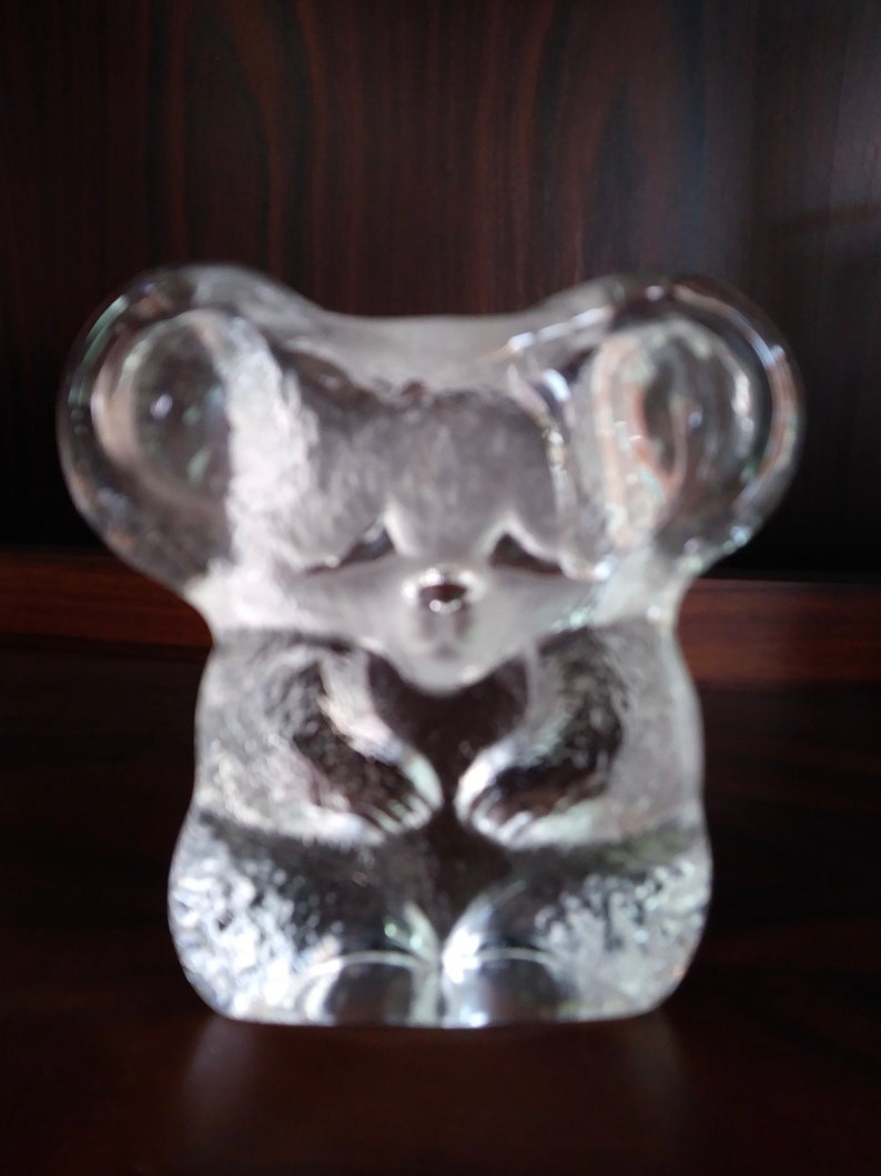 Vintage Swedish crystal glass Kosta Boda koala bear paperweight trinket figurine from zoo series