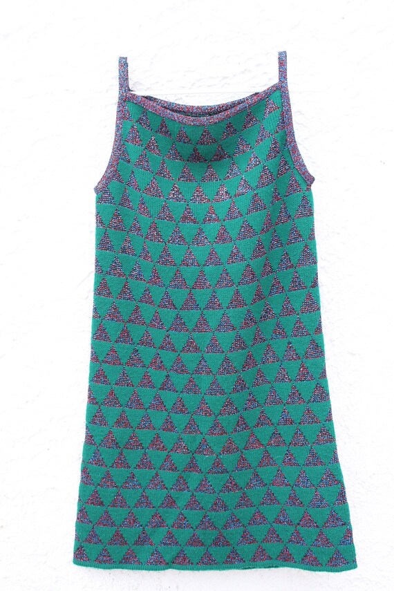 Very original knitted sweater dress green and spar