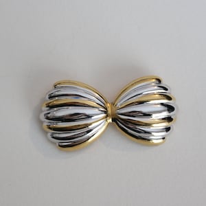 Vintage Nina Ricci Schleife Brosche Gold und Silber Ton