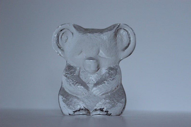 Vintage Swedish crystal glass Kosta Boda koala bear paperweight trinket figurine from zoo series