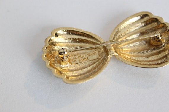 Vintage Nina Ricci bow brooch gold and silver tone - image 5
