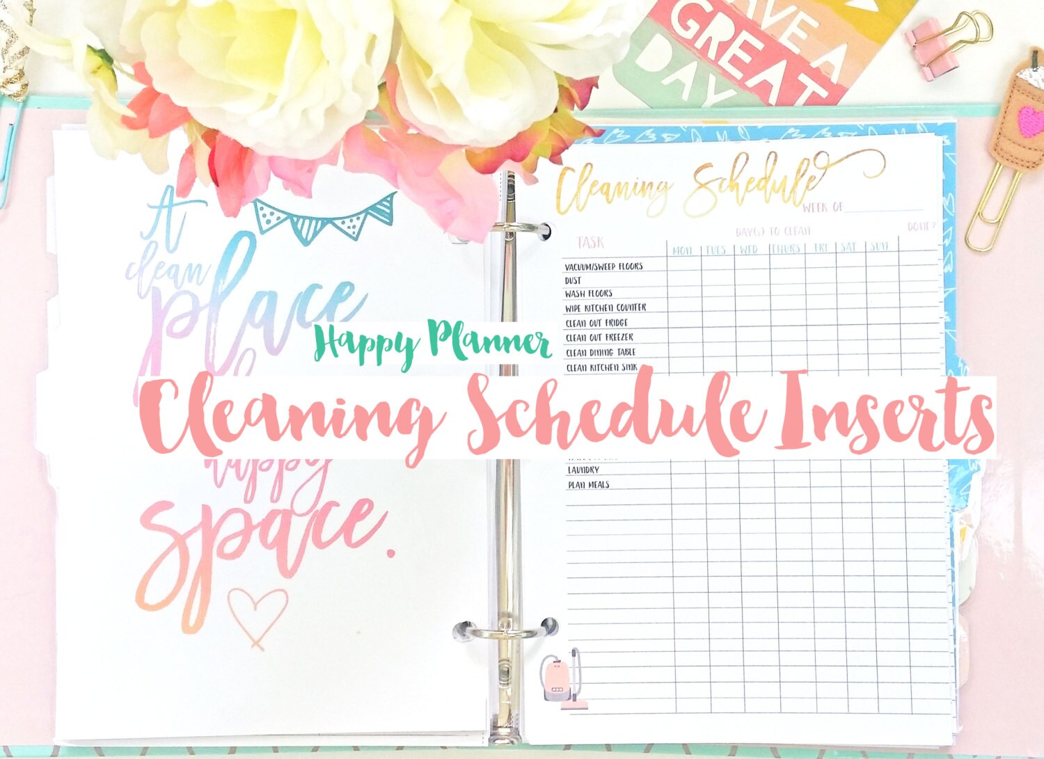 Happy Planner Cleaning Schedule Printable Planner Inserts PDF | Etsy