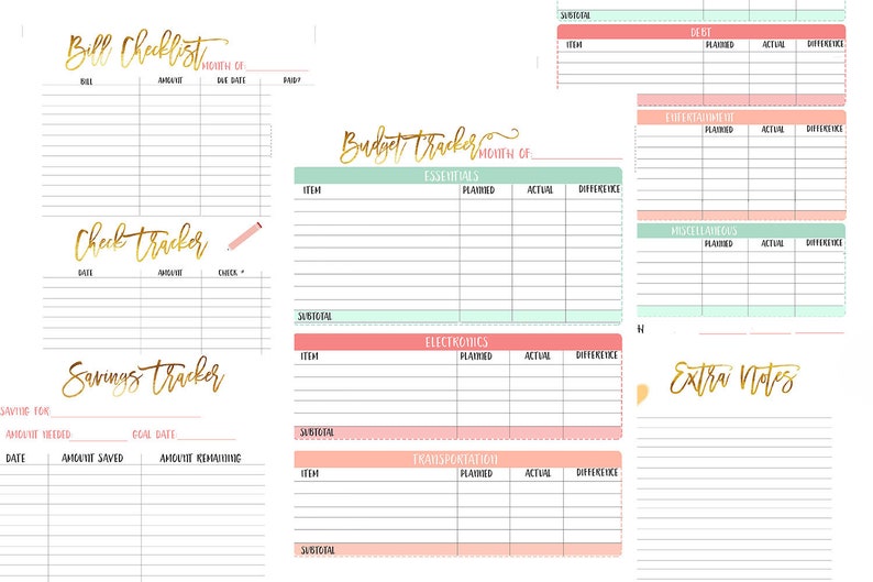 Happy Planner Budget Tracking Printable Planner Inserts Pdf Etsy