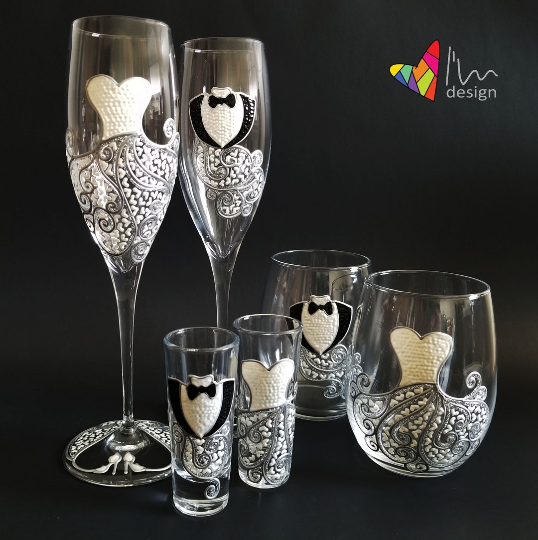 Gläser-Geschenk-Set von 6 Gläser für Braut und Bräutigam - Etsy.de