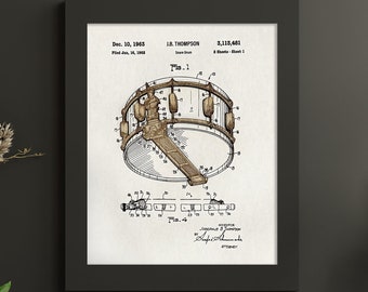 SNARE DRUM PATENT Artwork - mixed media artwork for laser cut files. Print the background and apply the cutout for stunning art!