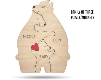 BEAR FAMILY PUZZLE magnets! Downloadable file with multiple options to cut/engrave/paint! Buy once, create limitless!