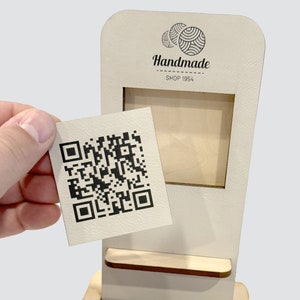 QR CODE STAND and Square reader holder with removable code section for maximum versatility! Business card holder, Square reader, qr code
