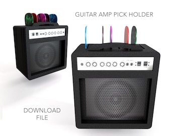 GUITAR AMP PICK Holder cut file! Holds up to 8 guitar pics in a stylish mini amp!