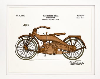 HARLEY DAVIDSON 1919 PATENT Artwork - mixed media artwork for laser cut files. Print the background and apply the cutout for stunning art!