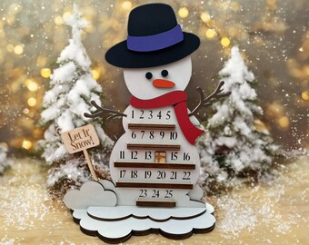 SNOWMAN ADVENT CALENDAR! Template for laser cut files.
