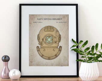 NAVY DIVING HELMET Artwork - mixed media artwork for laser cut files. Create Laser Artwork. Downloadable files for print and laser cut