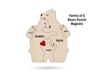 BEAR FAMILY PUZZLE magnets! Downloadable file with multiple options to cut/engrave/paint! Buy once, create limitless!