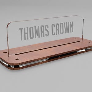 Nameplate for desk, acrylic and wood design. Multiple options for a stylish desk name plate!