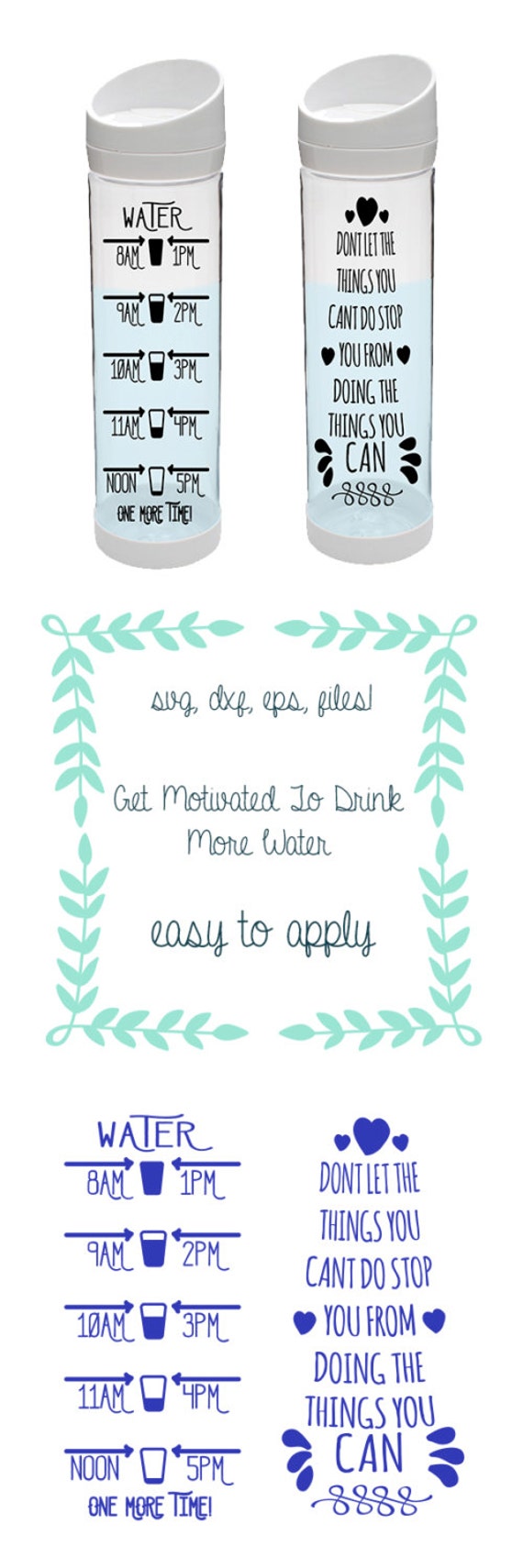 Download WATER BOTTLE MOTIVATION Cut File Svg eps dxf png | Etsy