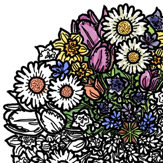Pobierz Kwiaty Mandala Kolorowanki Do Druku Bonus Bukiet Etsy