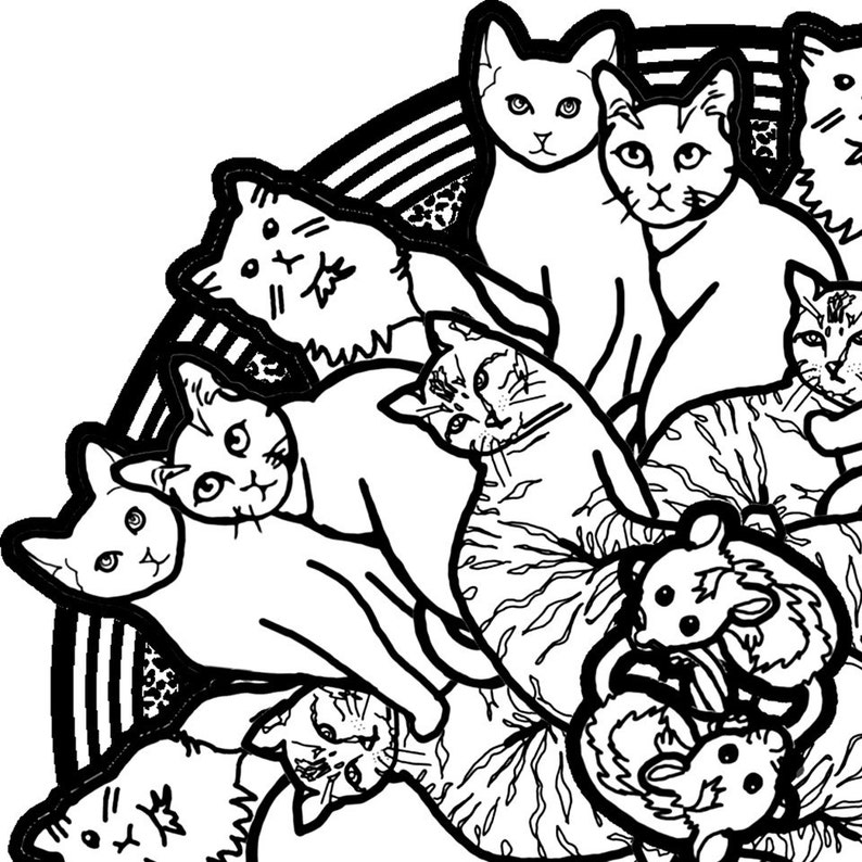 Cat Mandala Coloring Page Printable Download | Etsy