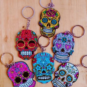 Skull Keyring, Personalised Gift, Sugar Skull Keychain, Gothic Gifts, Goth  Charm