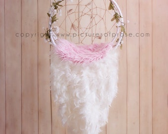 Dreamcatcher Newborn Digital Backdrop - Pink and White