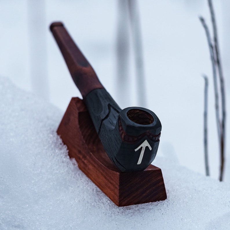 Wood Viking Tobacco Smoking Pipe Teiwaz Norse Etsy