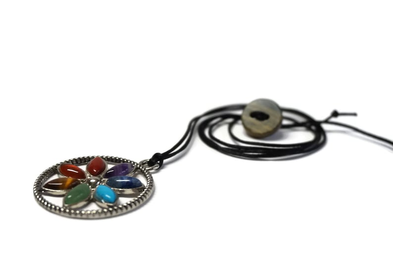 Long Multicolore Necklace Meaningful Gift for Her Chakra Necklace Spiritual Jewelry Zen Necklace Friend/'s Gift Flower Spiritual Gift