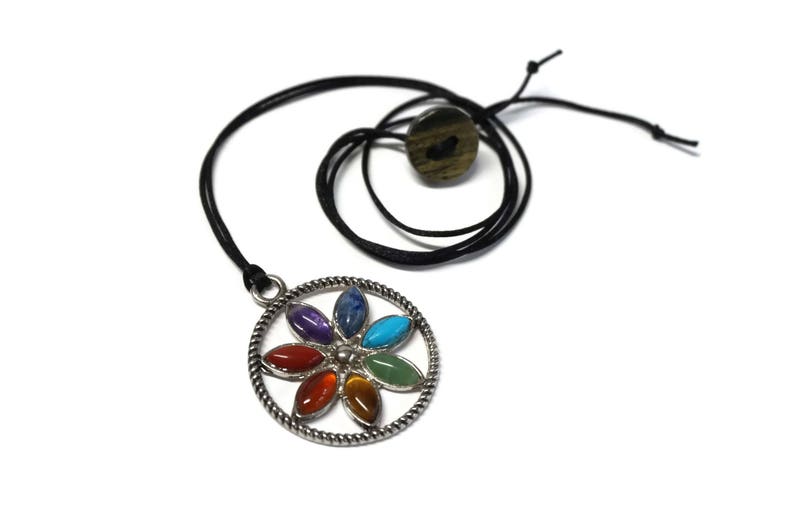 Long Multicolore Necklace Meaningful Gift for Her Chakra Necklace Spiritual Jewelry Zen Necklace Friend/'s Gift Flower Spiritual Gift