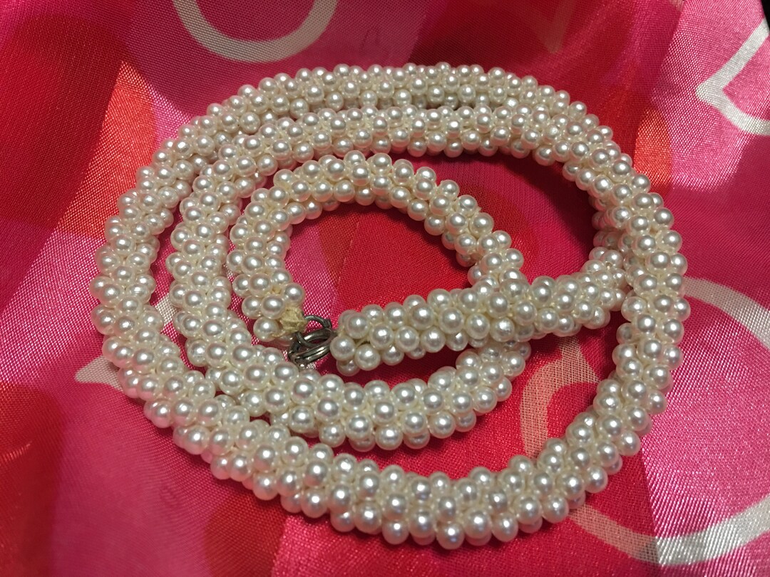 Vintage Faux Seed Pearl Rope Necklace 24 Etsy