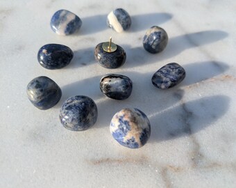 Decorative Blue Push Pins with Gold Accents - Vision Board Thumb Tacks