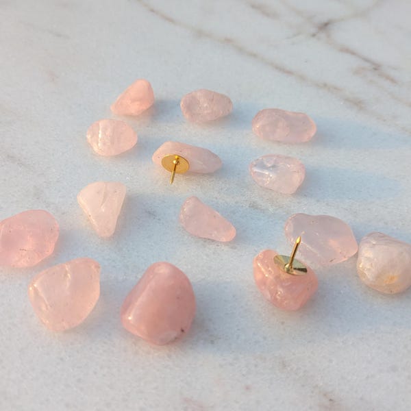 Decorative push pins blush pink rose quartz thumb tacks. Blush Pink office decor. pushpins. Vision board thumb tacks. Girly desk supplies