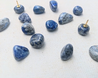 Blue stone push pins thumb tacks. Blue ocean seaside rock office decor. Cubicle pushpins. Vision board thumb tacks. Unique desk supplies.