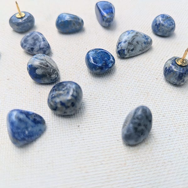 Blue stone push pins thumb tacks. Blue ocean seaside rock office decor. Cubicle pushpins. Vision board thumb tacks. Unique desk supplies.