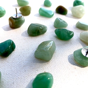 Jade Spring green Aventurine quartz push pins thumb tacks. Jade green office decor. pushpins. Vision board thumb tacks. Girly desk supplies