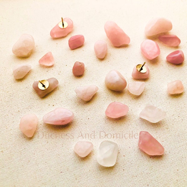 Decorative push pins blush pink rose quartz thumb tacks. Blush Pink office decor. pushpins. Vision board thumb tacks. Girly desk supplies