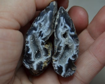 Black and Grey Druzy Geode Set, Size of Set: 99 x 48 x 18mm