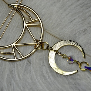 Gold Moon Hair Clip, Celestial Moon Clip, Crystal Moon Hair Clip, AB Glass Crystal Hair Clip, Moon Hair Accessory