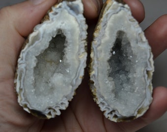 White Druzy Geode Set, Size of Set: 92 x 65 x 33mm