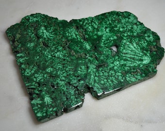 Druzy Malachite Slab, Self Standing Malachite Slab, Malachite Crystal Slabs, Polished Malachite Slab, 5.9 x 4.7 x 0.6 inches