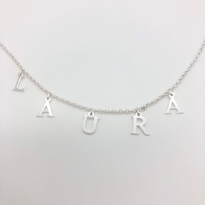 Namenskette, personalisiert in 925 Silber, Buchstabenkette, Partnerkette