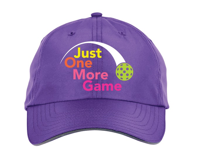 Just One More Game Pickleball Embroidered Performance Hat - Pickleball gift - Pickleball clothing - Pickleball Baseball Cap