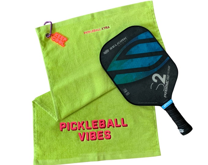 Pickleball Vibes. Embroidered Towel - 100% Cotton Athletic towel - Pickleball towel - Pickleball Gift