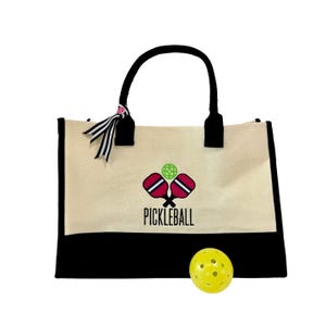 Embroidered Canvas Pickleball Tote Bag: Personalized Two-Tone Design