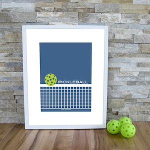 Blue Pickleball Art Print: Modern Sports Poster