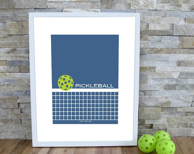 Pickleball Art Print - De Pickleball Poster - Blue Pickleball Modern Print - Art Print