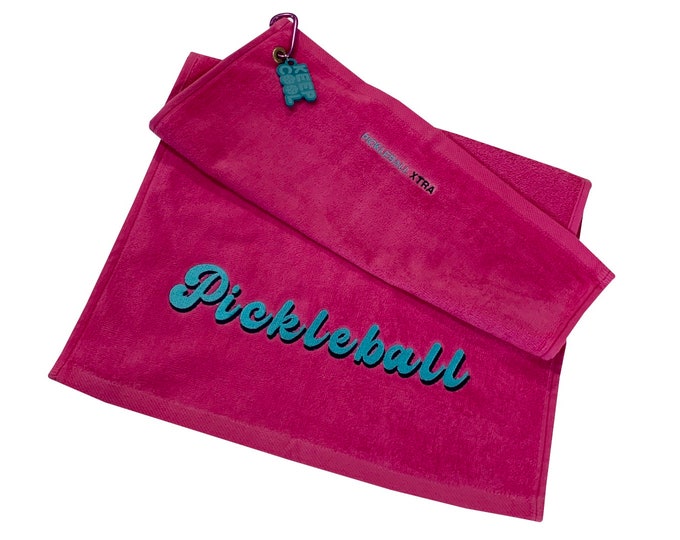 Groovy Pickleball. Embroidered Towel - 100% Cotton Athletic towel - Pickleball towel - Pickleball Gift