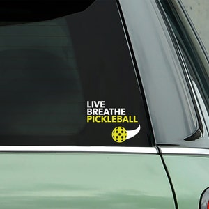 Live Breathe Pickleball Decal - Car Bumper Sticker - Pickleball Gear