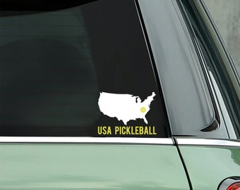 USA Pickleball Vinyl Decal: Car Bumper Sticker