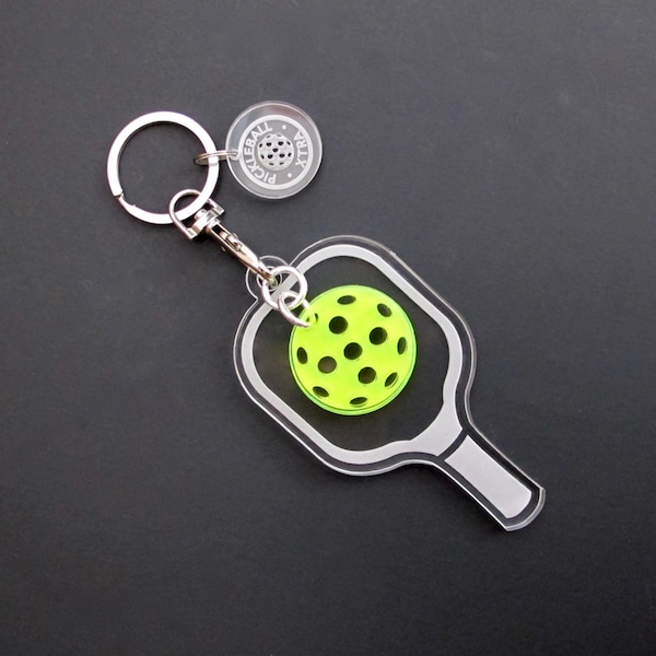 Pickleball Paddle and Ball Keychain - Acrylic Keyring - Show Pickleball Love - Sports Keyring - Bag Tag