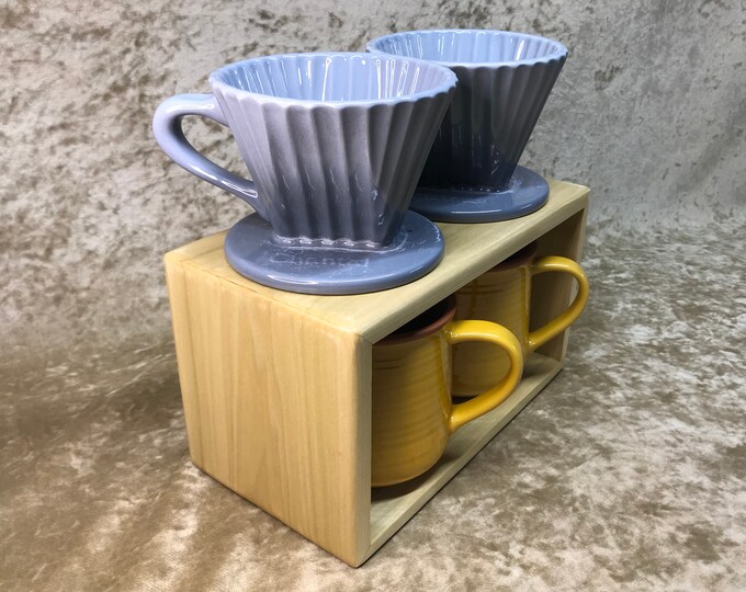 Wooden Coffee Pour Over Stand Mid Century Modern Style Etsy