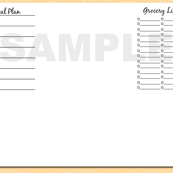 Meal Plan/Grocery List - LV PM Agenda//Filofax Pocket//Kikki k small, & Similar * Instant Download PDF *