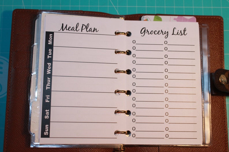 Meal Plan/grocery List LV PM Agenda//filofax Pocket//kikki K Small
