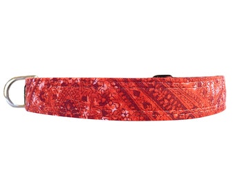Red Dog Collar - Fabric Dog Collar - Pet Collar -  Handmade Collar - Collars - Soft Collar